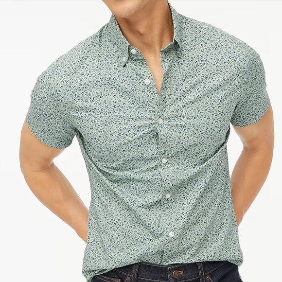 J.Crew Printed short-sleeve slim flex casual shirt Size Small - Picture 1 of 8